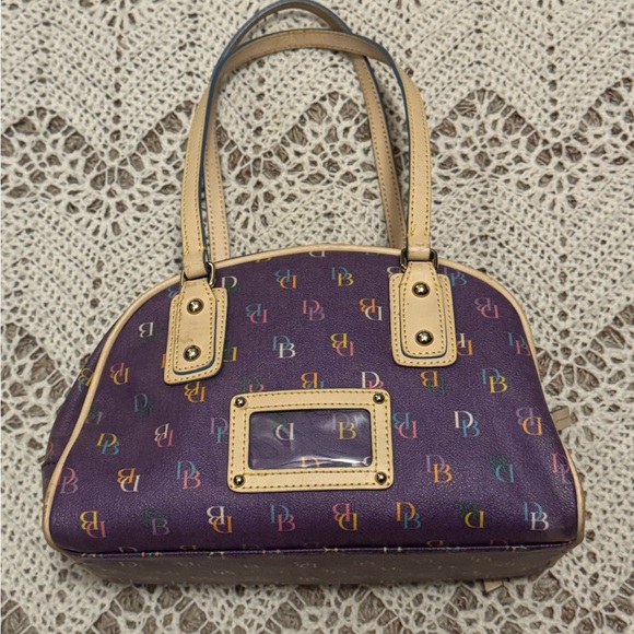 Vintage Dooney & Bourke Purple Tan Rainbow Logo Mini Gym Shoulder Bag Set Y2K - Picture 6 of 15